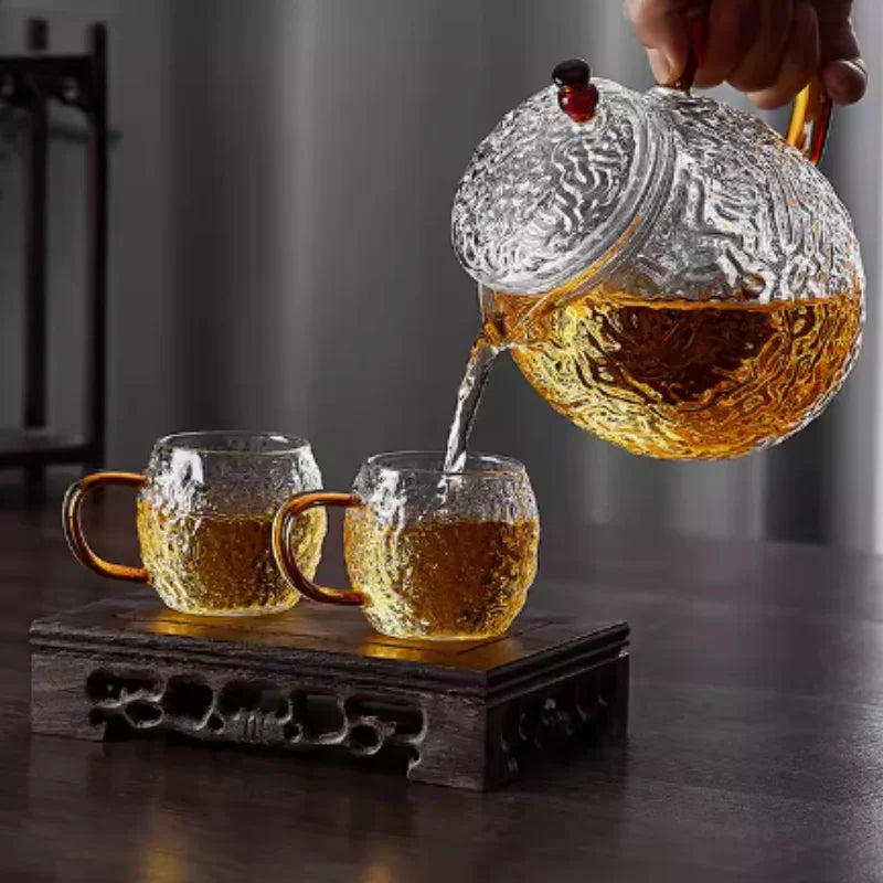 Amber Ripple Glass Tea Cups — Set of 6 — detail 1