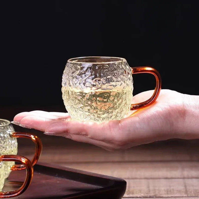 Amber Ripple Glass Tea Cups — Set of 6 — detail 2