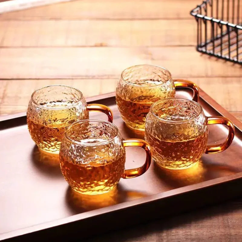 Amber Ripple Glass Tea Cups — Set of 6 — product view