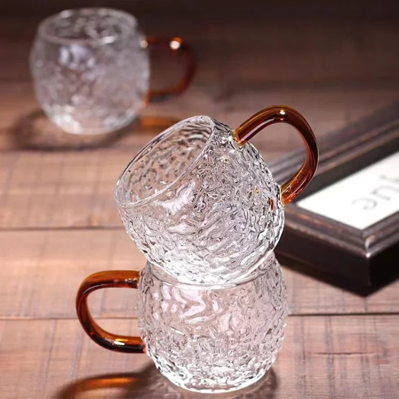 Amber Ripple Glass Tea Cups — Set of 6 — detail 3