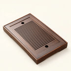 Bamboo Tea Tray with Storage on a warm ivory studio background
