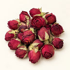Double Red Rose Flowers — 50g on a warm ivory studio background