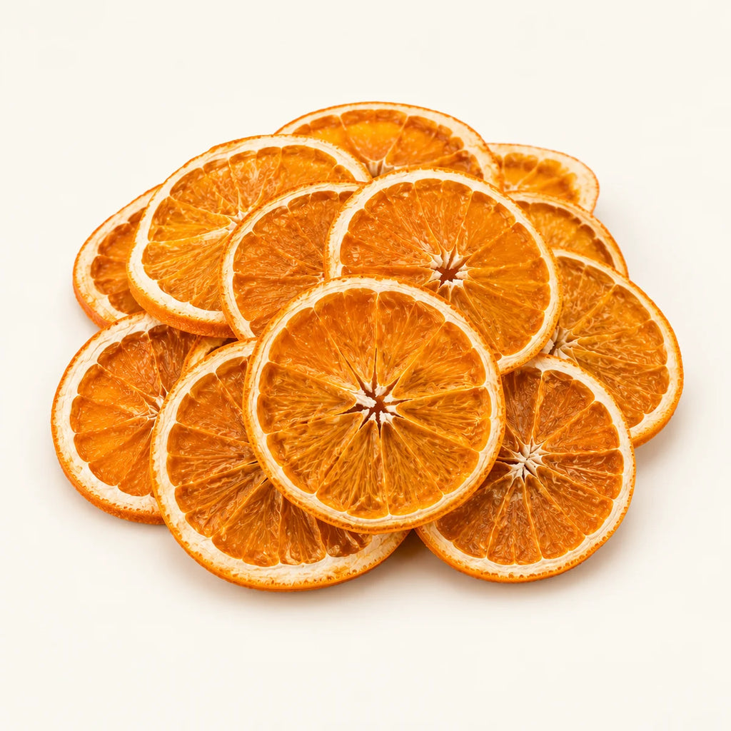 Dried Orange Slices — 50g on a warm ivory studio background