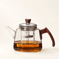 Heat-Resistant Glass Tea Kettle on a warm ivory studio background