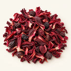 Hibiscus Berry Herbal Tea — 3 oz on a warm ivory studio background