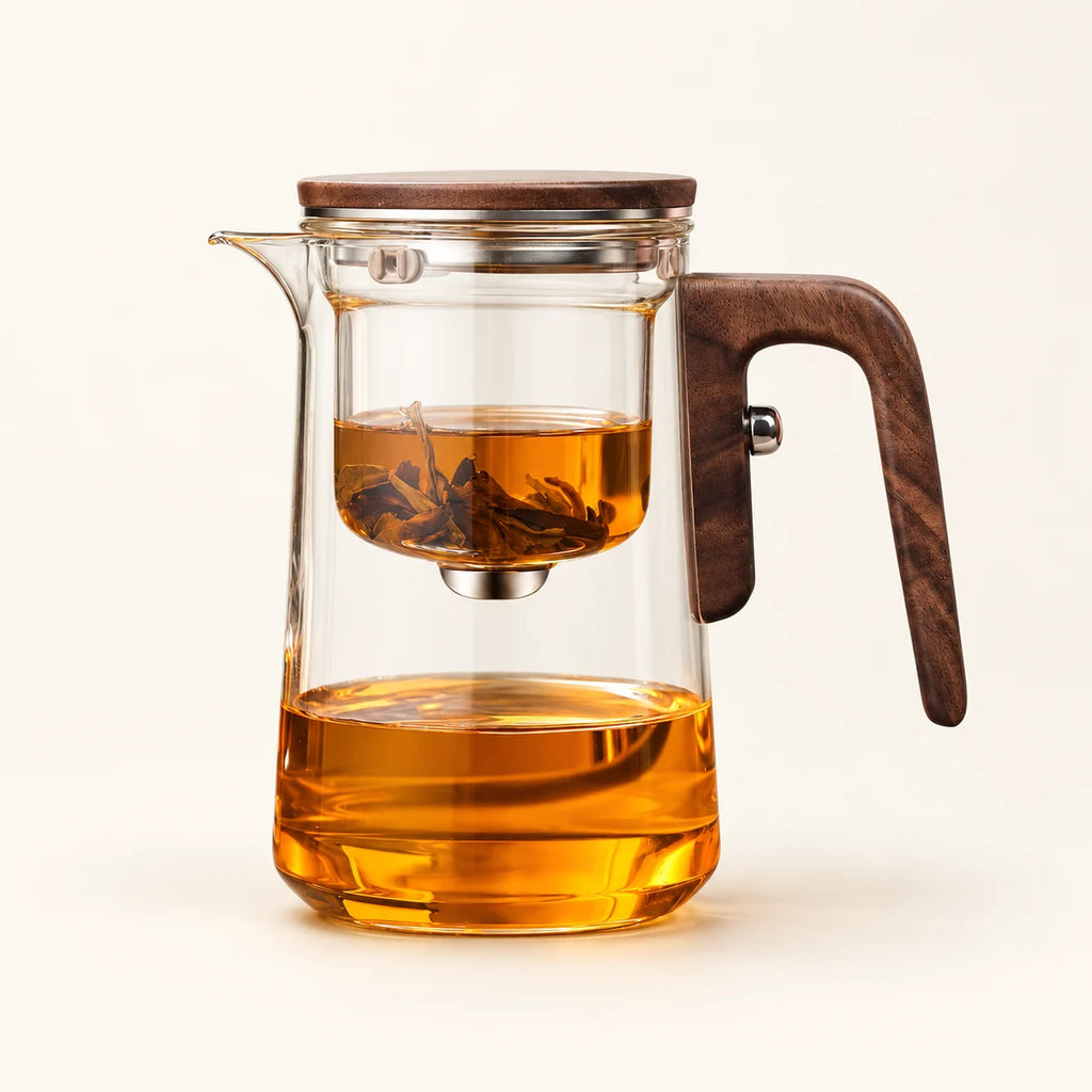 Lunel Glass Teapot — 600ml / 800ml on a warm ivory studio background