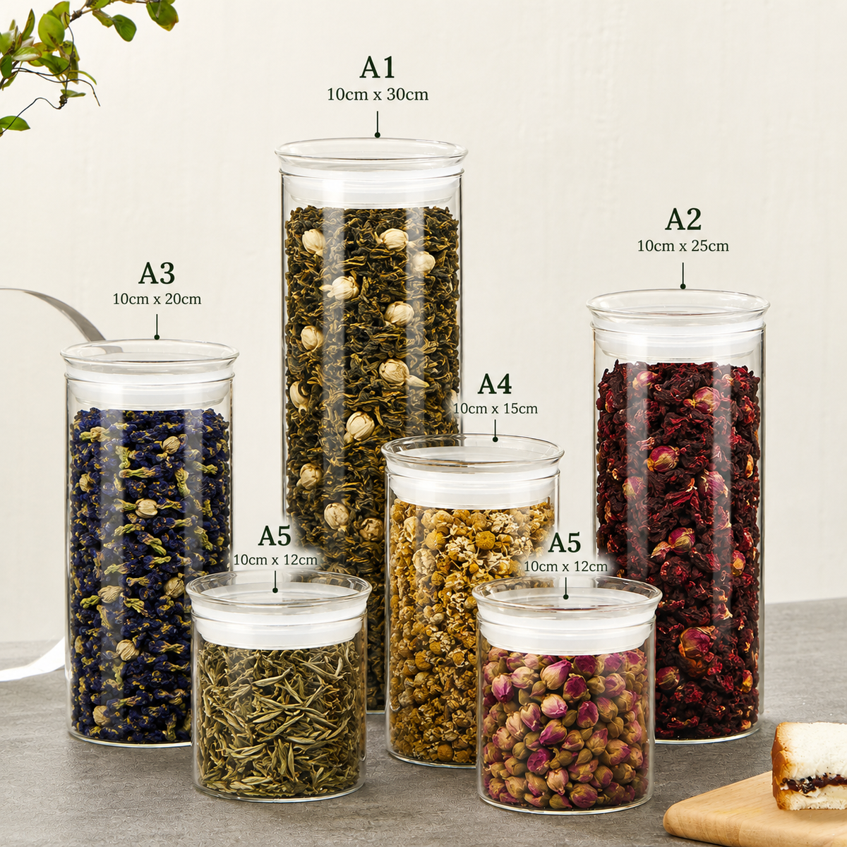 Glass Tea Storage Jars with Sealed Lids