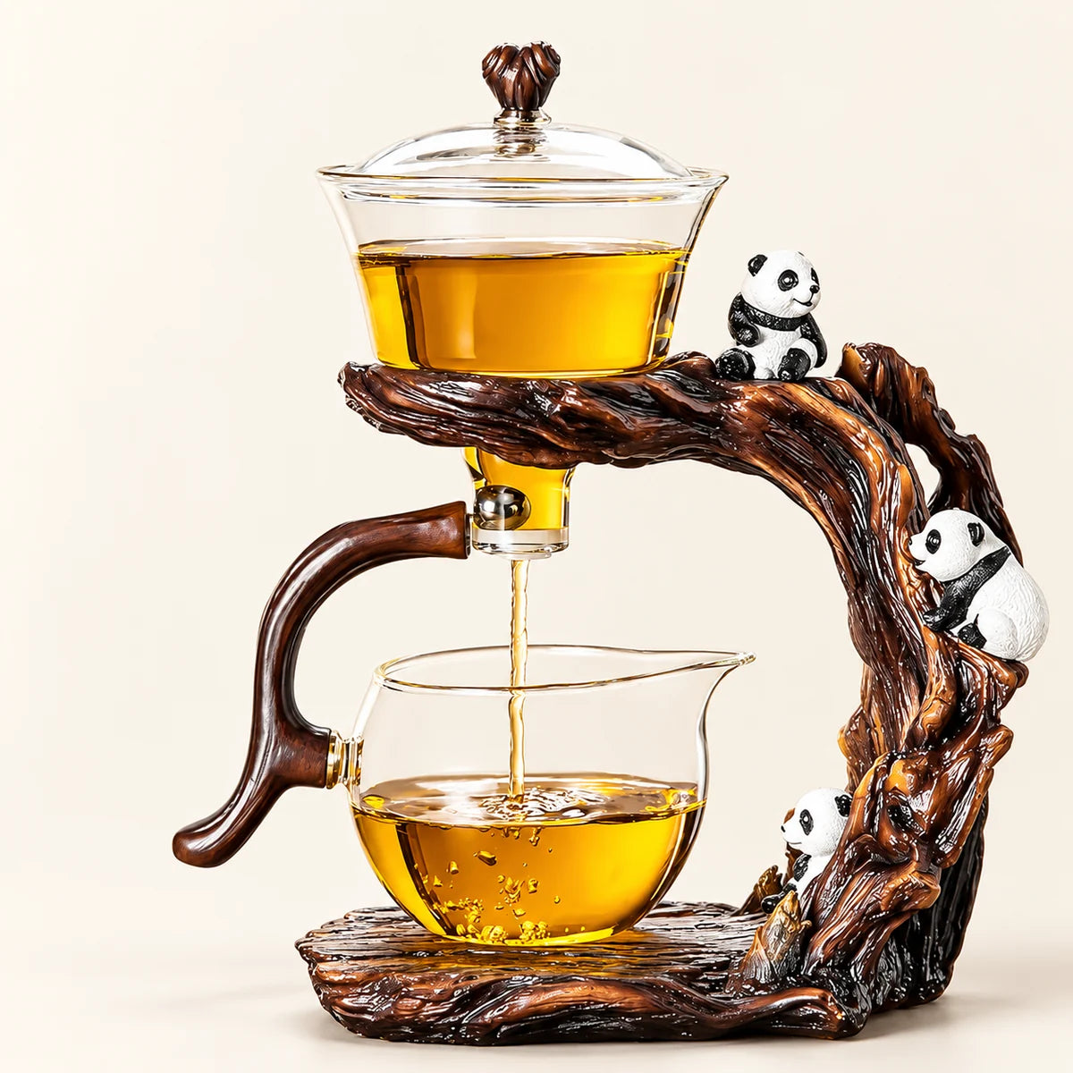 Magnetic Glass Gongfu Tea Set — 250ml on a warm ivory studio background