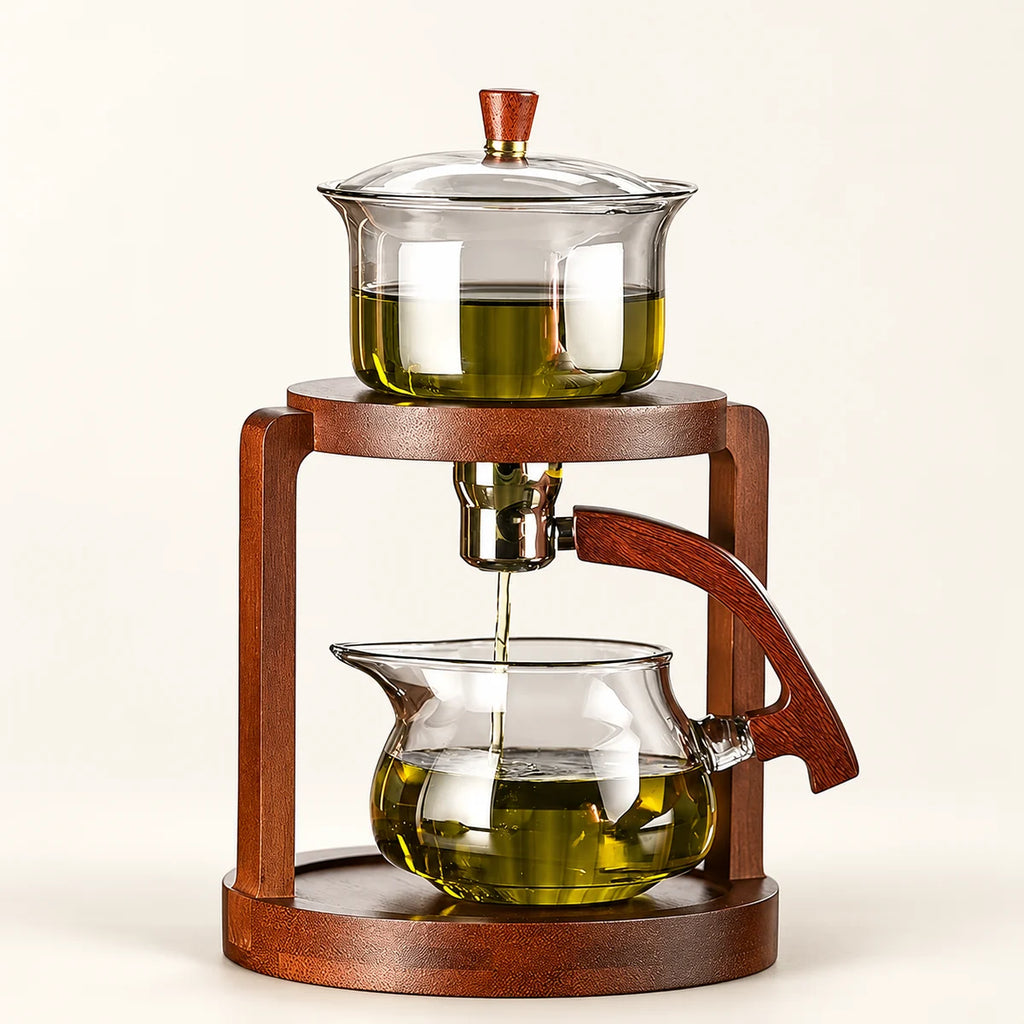 Magnetic Glass Gongfu Tea Set — 300ml on a warm ivory studio background