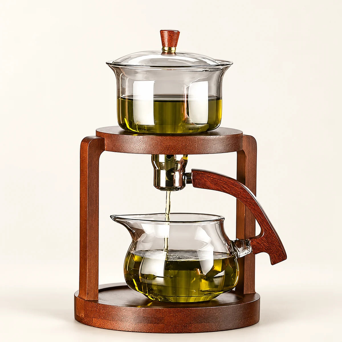 Magnetic Glass Gongfu Tea Set — 300ml on a warm ivory studio background