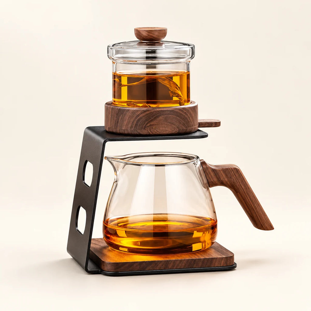 One-Touch Magnetic Tea Maker on a warm ivory studio background