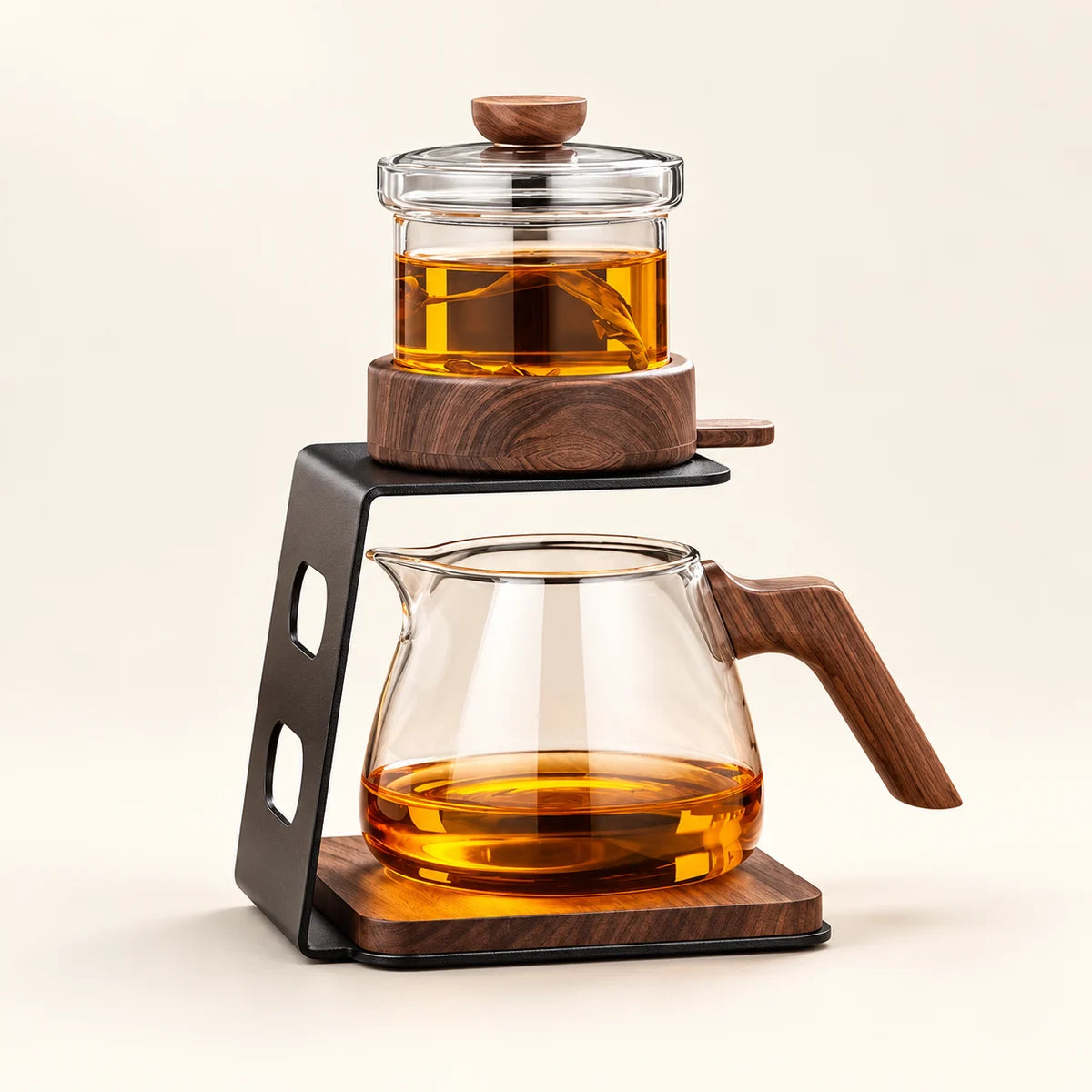One-Touch Magnetic Tea Maker on a warm ivory studio background