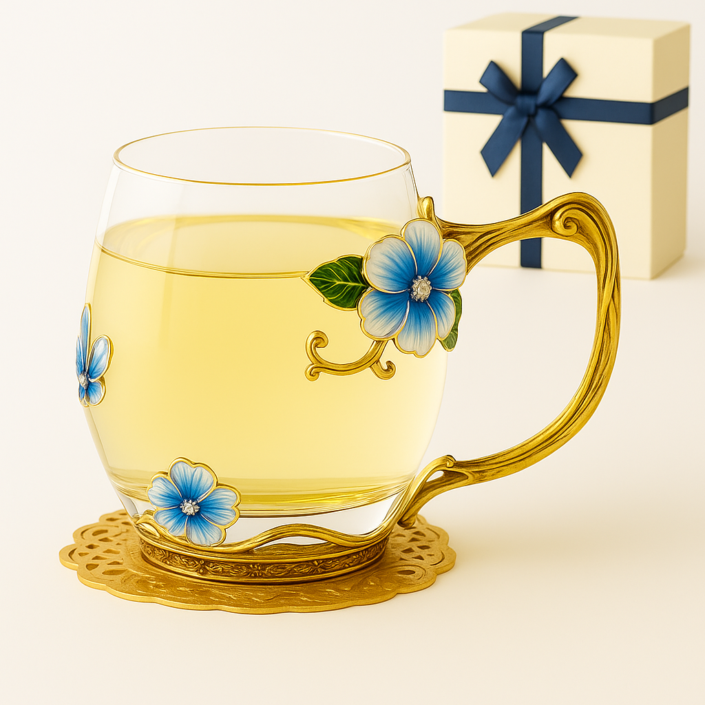 Floral Glass Tea Mug