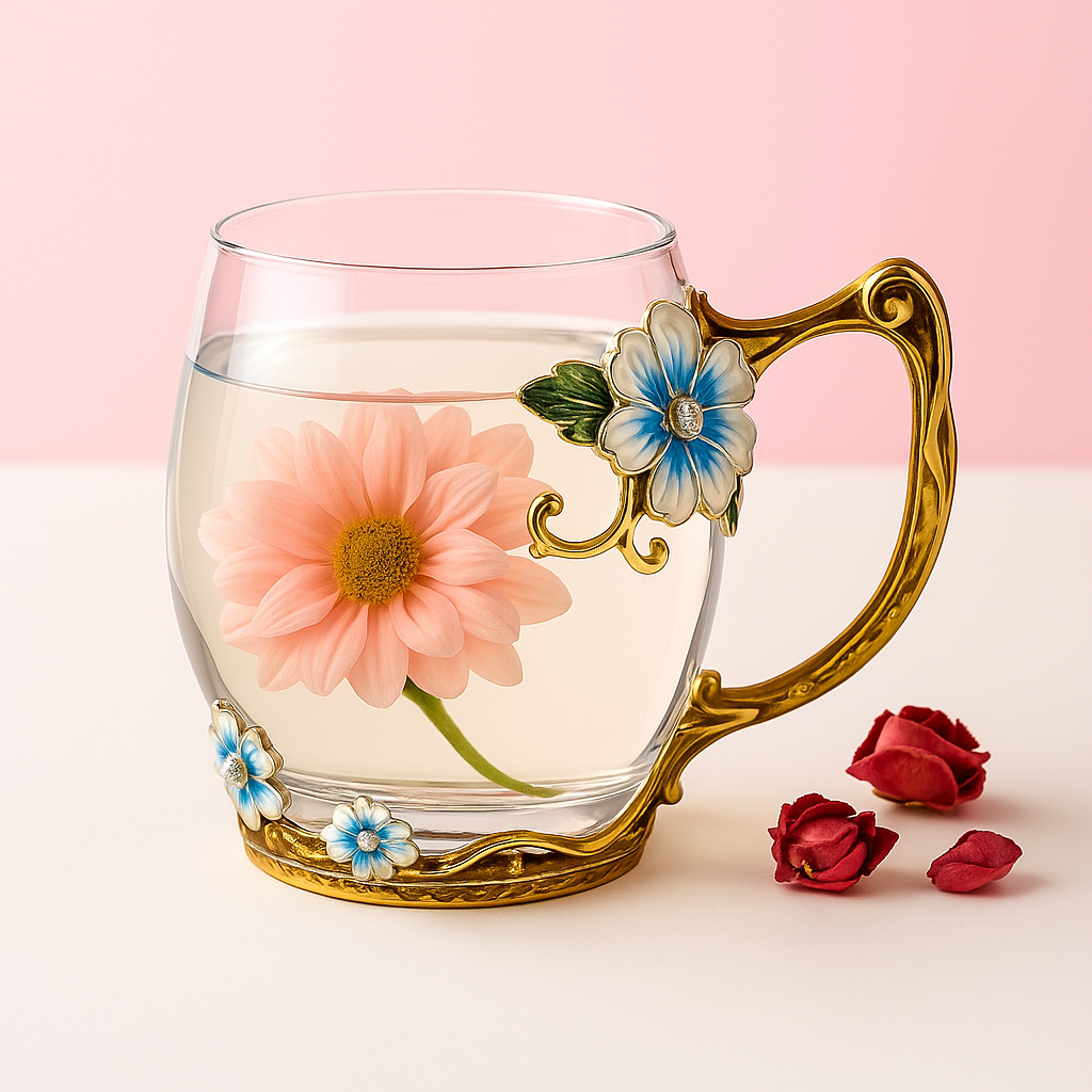 Floral Glass Tea Mug