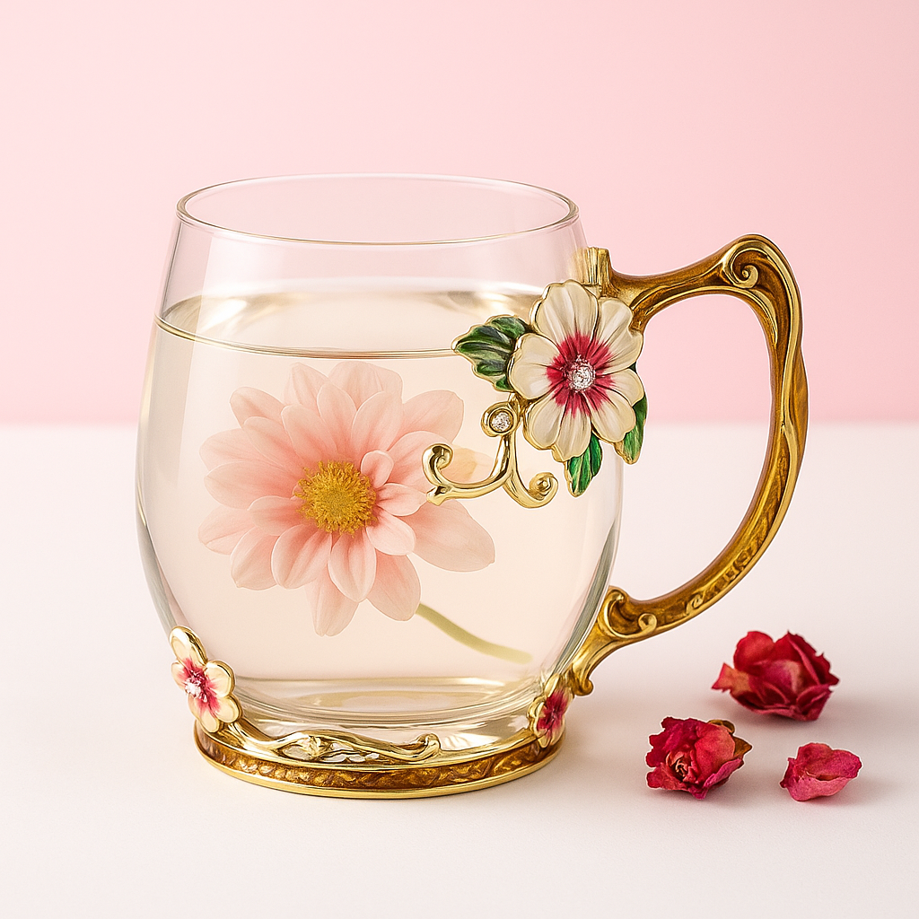 Floral Glass Tea Mug