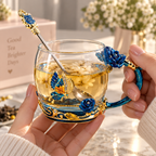 Floral Glass Tea Cups