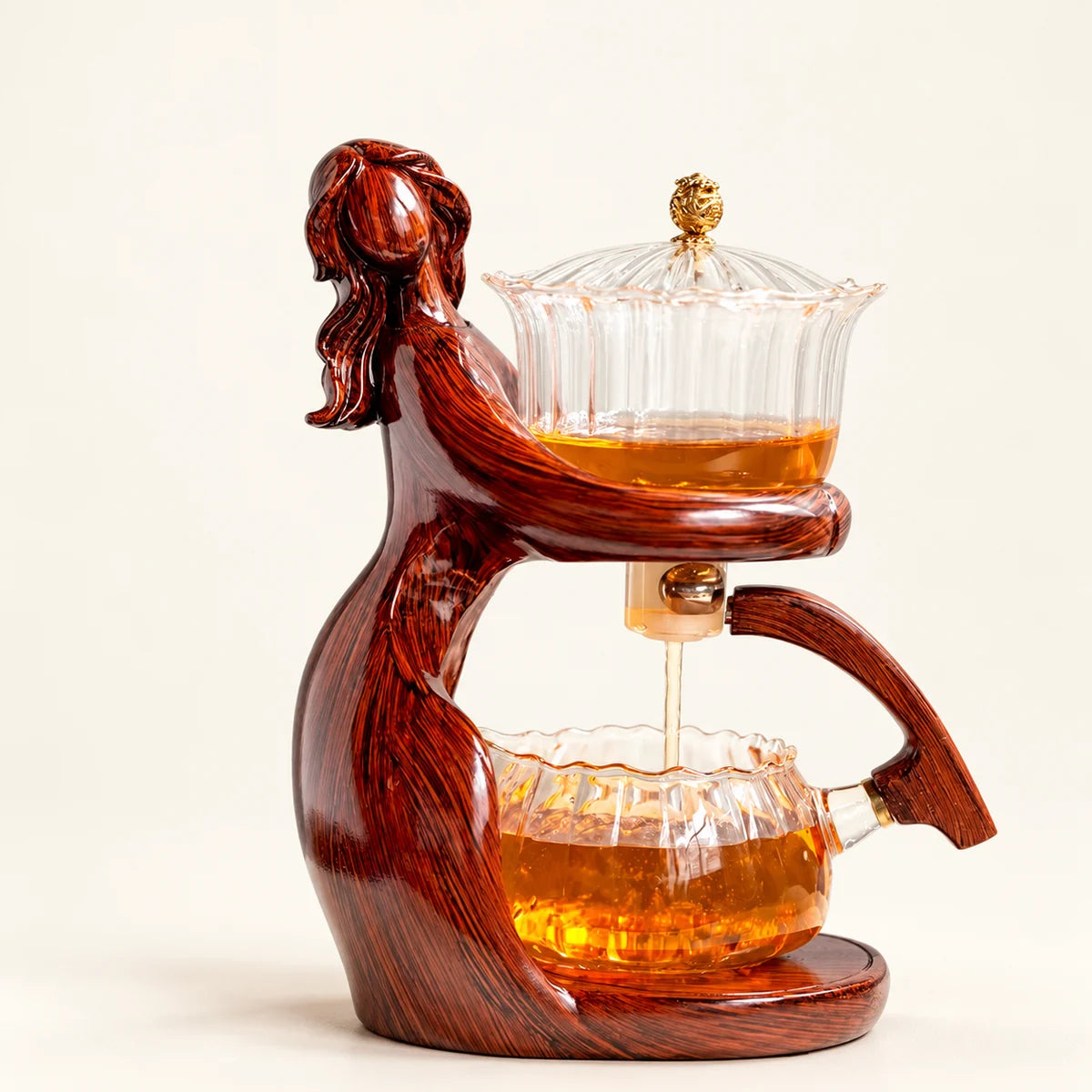 Tea Girl Glass Tea Set — 350ml on a warm ivory studio background