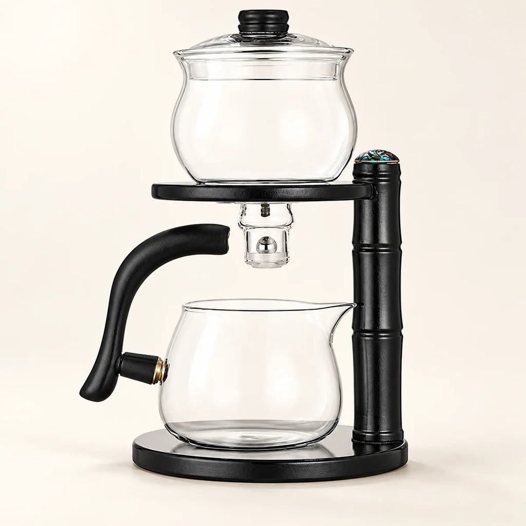 Tea Lady Glass Brewing Set — 350ml on a warm ivory studio background