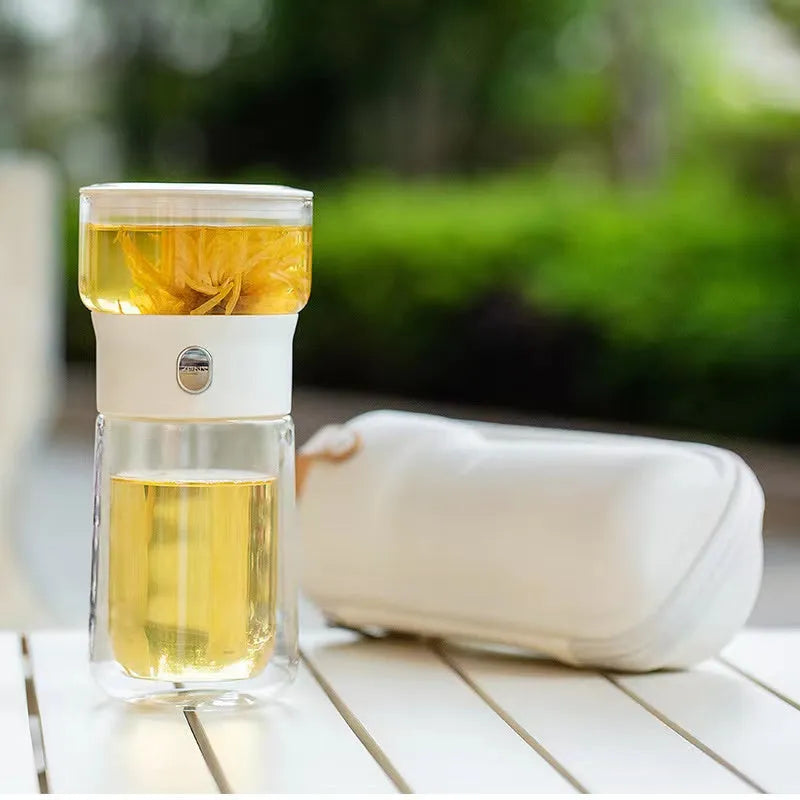 Glass Tea Infuser Bottle — Black / White