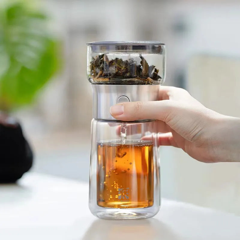 Glass Tea Infuser Bottle — Black / White