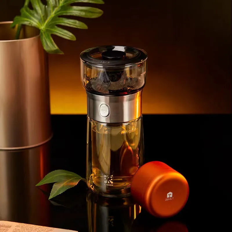 Glass Tea Infuser Bottle — Black / White