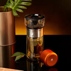 Glass Tea Infuser Bottle — Black / White