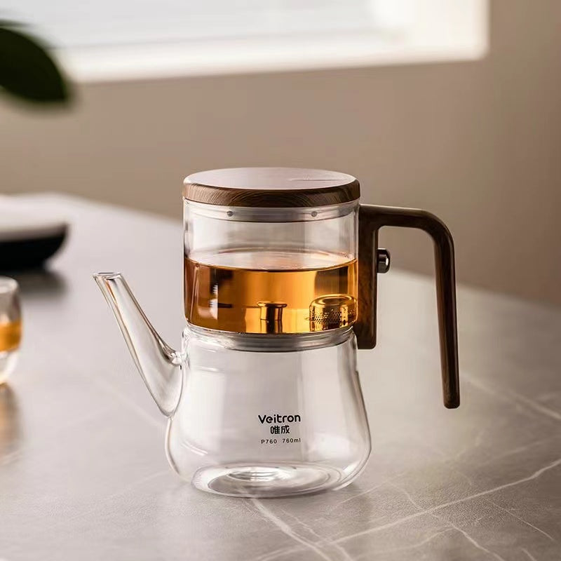 Glass Infuser Teapot with Wood Handle