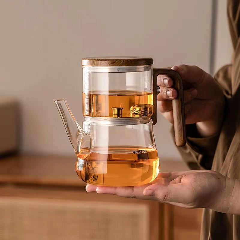 Glass Infuser Teapot with Wood Handle