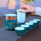 Ceramic Travel Tea Set — 1 Pot, 5 Cups