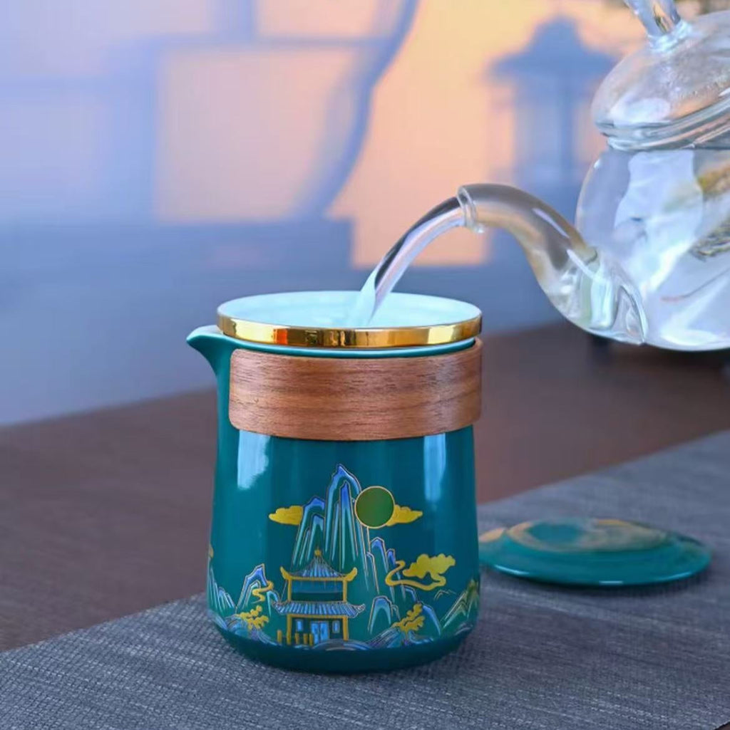 Ceramic Travel Tea Set — 1 Pot, 5 Cups