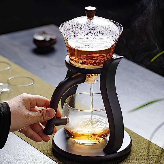 Glass Tea Set with Wood Base — 350ml