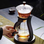 Glass Tea Set with Wood Base — 350ml