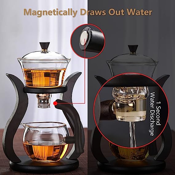 Glass Tea Set with Wood Base — 350ml