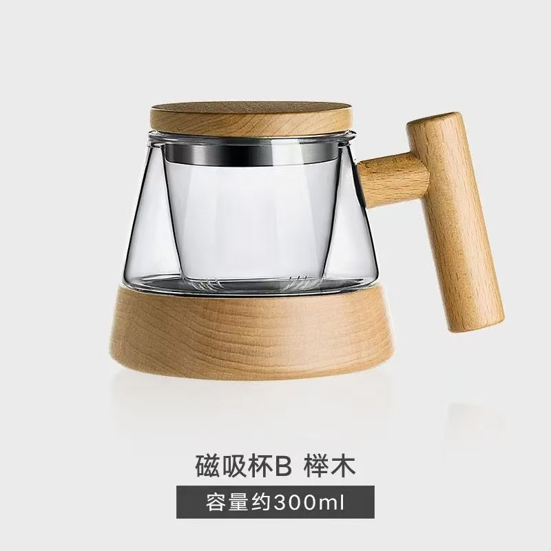 Magnetic Glass Teapot with Wood Handle